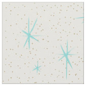 Space Age Turquoise Starbursts Fabric Stof (Close Up)