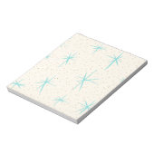 Space Age Turquoise Starbursts Notepad Notitieblok (Linkerzijde)