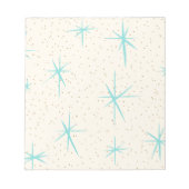 Space Age Turquoise Starbursts Notepad Notitieblok (Voorkant)
