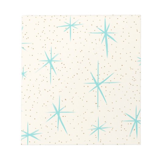 Space Age Turquoise Starbursts Notepad Notitieblok (Voorkant)