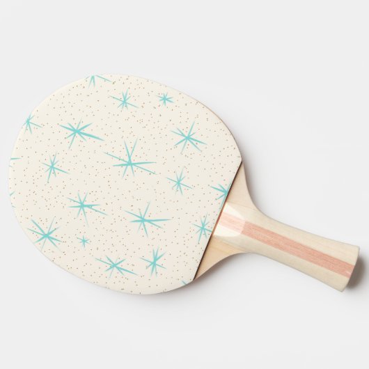 Space Age Turquoise Starbursts Ping Pong Paddle Tafeltennisbatje (Zijkant)