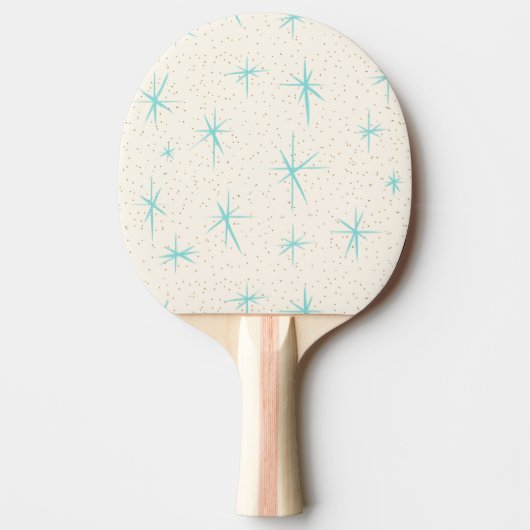 Space Age Turquoise Starbursts Ping Pong Paddle Tafeltennisbatje (Voorkant)