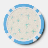 Space Age Turquoise Starbursts Poker Chip (Achterkant)
