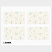 Space Age Turquoise Starbursts Rechthoek Stickers (Vel)