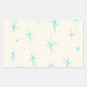Space Age Turquoise Starbursts Rechthoek Stickers (Voorkant)