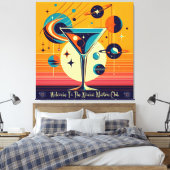 Space Age Welkom bij de Atomic Martini Club Canvas Afdruk (Insitu (Slaapkamer))