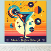 Space Age Welkom bij de Atomic Martini Club Canvas Afdruk (Insitu (Houten vloer))