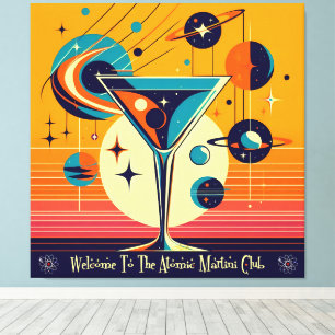 Space Age Welkom bij de Atomic Martini Club Canvas Afdruk