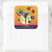 Space Age Welkom bij de Atomic Martini Club Vierkante Sticker (Tas)