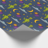 Space Aiens and Flying Saucers Sci-Fi Thed Cadeaupapier (Hoek)