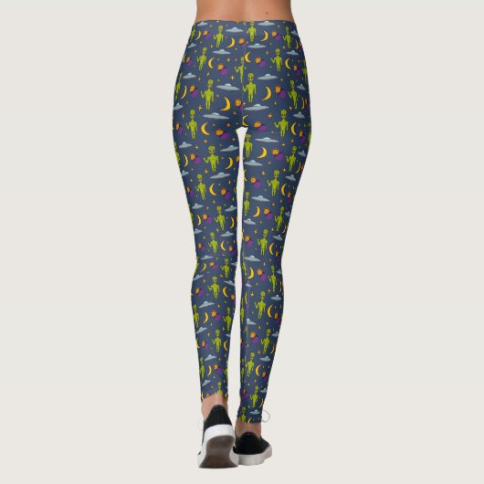 Space Aiens and Flying Saucers Sci-Fi Thed Leggings (Achterkant)