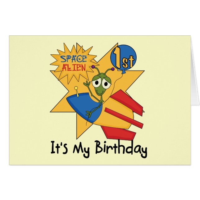 Space Alien 1e Verjaardag Tshirts en geschenken (Voorkant Horizontaal)