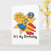 Space Alien 2e Verjaardag T-shirts en geschenken Kaart (Gele Bloem)