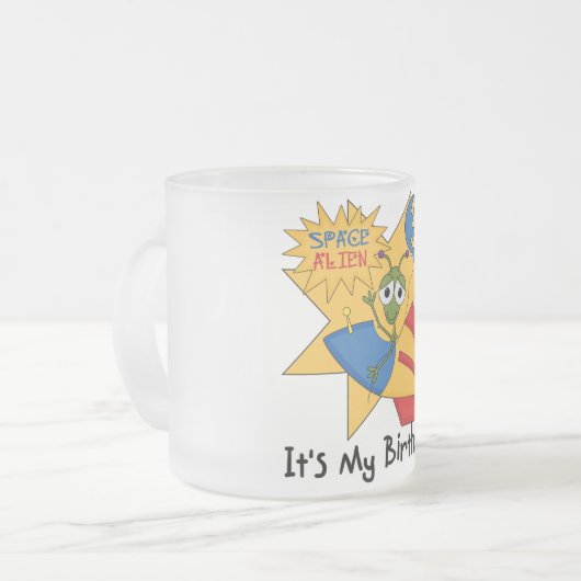 Space Alien 3e Verjaardag Tshirts en geschenken Matglas Koffiemok (Voorkant links)