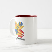 Space Alien 3e Verjaardag Tshirts en geschenken Tweekleurige Koffiemok (Voorkant links)