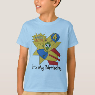 Space Alien 4e verjaardag T-shirts en geschenken