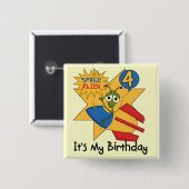 Space Alien 4e verjaardag T-shirts en geschenken Vierkante Button 5,1 Cm (Voorkant /achterkant)