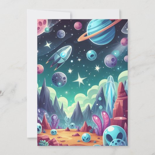 Space Alien Astronaut 1e Verjaardag Kaart (Achterkant)