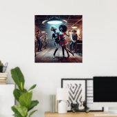 Space Alien Dancing, Cowgirl, Cowboys Kijken ~ Poster (Thuiskantoor)