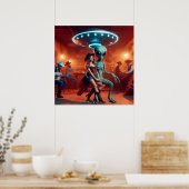 Space Alien dansen met Cowgirl = Cowboys kijken Poster (Keuken)