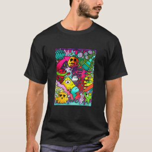 Space Alien Doodle Art Schattige stripmonster Illu T-shirt