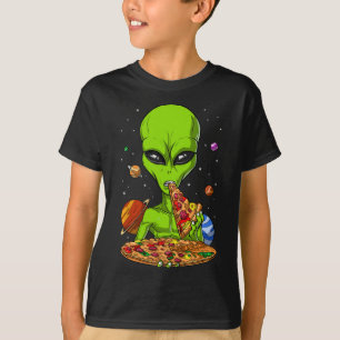 Space Alien Eating Pizza Grappige UFO Science Fict T-shirt