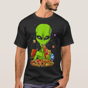 Space Alien Eating Pizza Grappige UFO Science Fict T-shirt