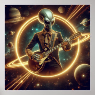 Space Alien, elektrische gitaar, Fancy jas, Poster