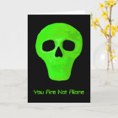 Space Alien Face Funny Green Black UFO Kaart (Gele Bloem)