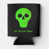 Space Alien Face Neon Green Black UFO Blikjeskoeler (Voorkant)