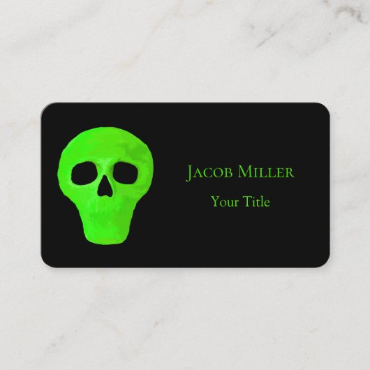 Space Alien Face Neon Green Black UFO Visitekaartje (Voorkant)