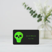 Space Alien Face Neon Green Black UFO Visitekaartje (Staand voorkant)