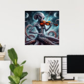 Space Alien Femail Octopus Vioolspeler 03X Poster (Thuiskantoor)