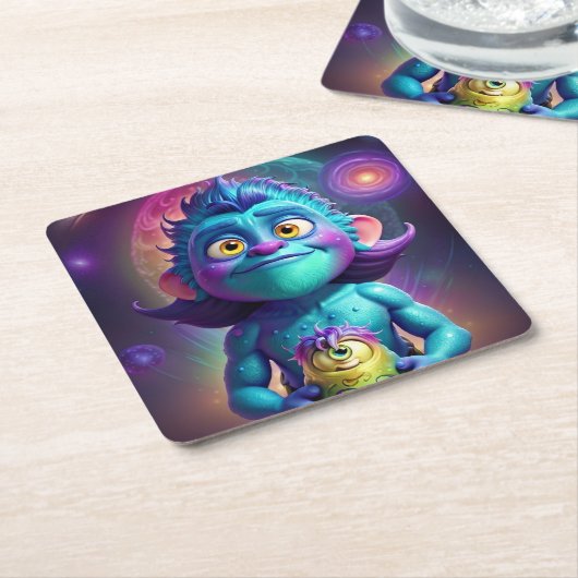 Space Alien & Friend  Kartonnen Onderzetters (Schuin)