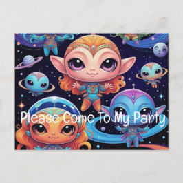 Space Alien & Friends Uitnodiging Briefkaart