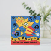 Space Alien Gepersonaliseerd Birthday-uitnodiginge Kaart (Staand voorkant)