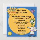 Space Alien Gepersonaliseerd Birthday-uitnodiginge Kaart (Achterkant)