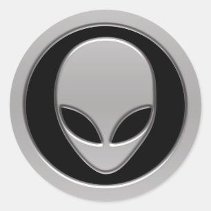 Space Alien Head Ronde Sticker