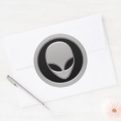Space Alien Head Ronde Sticker (Envelop)