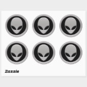 Space Alien Head Ronde Sticker (Vel)