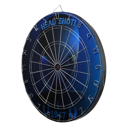 Space alien "HEAD SHOT!" Dartbord (Voorkant Rechts)