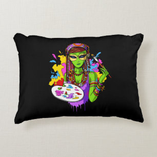 Space Alien Hippie Painting Artist Accent Kussen