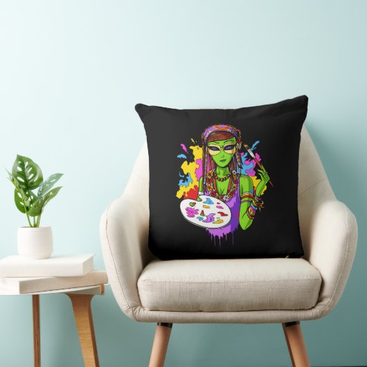 Space Alien Hippie Painting Artist Kussen (Stoel)