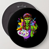 Space Alien Hippie Painting Artist Ronde Button 6,0 Cm (Voorkant /achterkant)