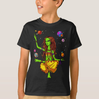 Space Alien Hippie Yoga Zen Meditatie Psychedelisc T-shirt