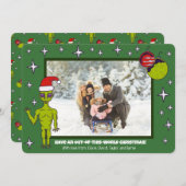 Space Alien in een kerstfoto van Santa Hat Aankondiging (Voorkant / Achterkant)