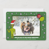 Space Alien in een kerstfoto van Santa Hat Aankondiging (Voorkant)