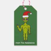 Space Alien in een Santa Hat persoonlijke kerstmis Cadeaulabel (Voorkant)