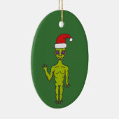 Space Alien in een Santa Hat persoonlijke kerstmis Keramisch Ornament (Rechts)