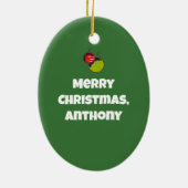 Space Alien in een Santa Hat persoonlijke kerstmis Keramisch Ornament (Achterkant)